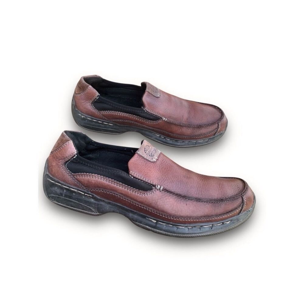Dunham Brown Leather Slip on Loafer Comfort Shoe Wade Size 10.5 B